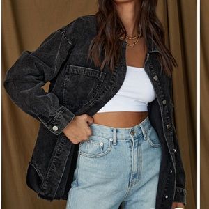 12th Tribe Easy Does It Black Oversized Corduroy Jacket